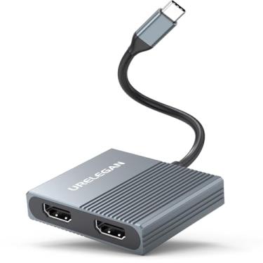 Imagem de URELEGAN Adaptador divisor USB C para HDMI duplo 4K a 60Hz, USBC para 2 HDMI Hub Display estendido para Windows (compatível com Thunderbolt 3/4) monitor duplo para telefone, tablet, laptop, computador