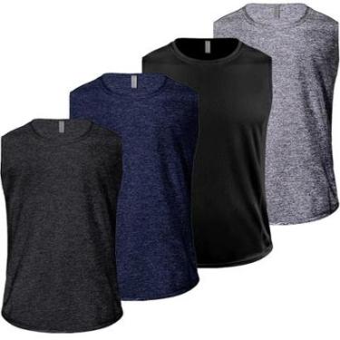 Imagem de Kit 4 Camisetas Regata Machão Dry Academia Masculina Fitness-Masculino