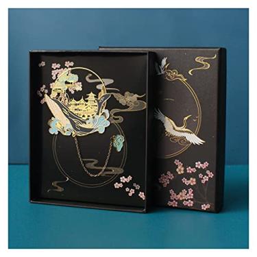 Imagem de Clipe de livro marcador de livro estilo chinês presente de aniversário de metal estação escolar para enviar colegas de classe presente de dia do professor pequena caixa de presente marcadores para