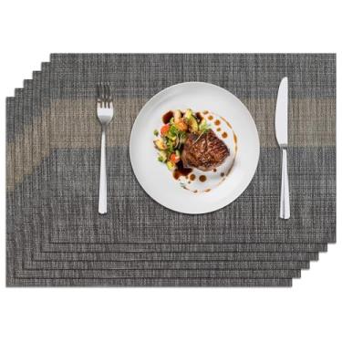 Imagem de Privalace 45,7 x 30,5 cm, conjunto de 4 jogo americano de PVC, tapetes de mesa de jantar antiderrapantes laváveis para casa, jantares, refeições diárias, proteção de mesa de cozinha com design