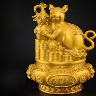 Imagem de FENNYYAR Tigela de tesouro cabaça zodíaco chinês riqueza ornamento atraído, 15 cm, entrada da sala de estar e decoração de escritório