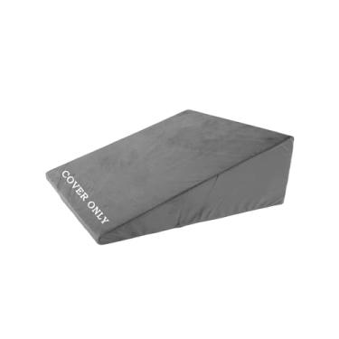 Imagem de Capa de almofada de cunha - Capas de almofada de veludo ultra macias e de lã com zíper, removível e lavável na máquina, capa apenas (cinza claro, 63,5 x 63,5 x 20,3 cm)