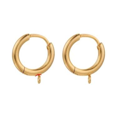 Imagem de Ganchos De Brinco Banhados a Ouro 10pcs Fios De Aço Inoxidável Em Form