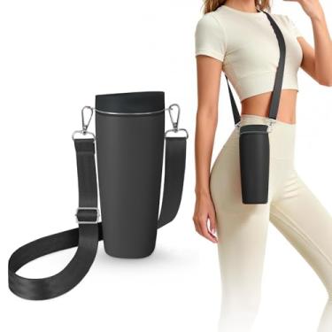 Imagem de Alça para garrafa de água compatível com Owala Smoothsip Slider 340 g 567 g caneca de café e 340 g 680 g com alça, alça de ombro resistente ajustável, estilingue, pendurar, transporte transversal para