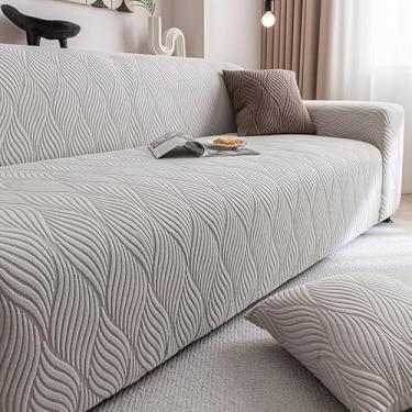 Imagem de Capa de sofá 1, 2, 3, 4 e 5 lugares, protetor móveis veludo grosso luxo, capa cor sólida, elástica para cadeira reclinável(Gray,5-seat 305-350cm)