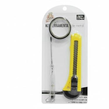 Imagem de Kit de Ferramentas 3 Peças – Estilete Profissional, Chave Teste de Tensão e Fita Isolante 3mt | Ideal para Uso Doméstico e Profissional