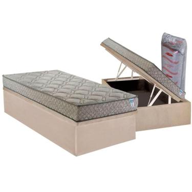 Imagem de Conjunto Box Baú Solteiro: Colchão Espuma Herval D33 Enrolado A Vácuo C1429 + Base Crc Suede Clean (88x188)