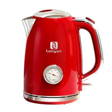 Imagem de Chaleira Elétrica 127V OT-DS1 2200W 1,7L Com Termômetro Mantém Quente SUS304 Inox e Plástico Fervidor de Água Desligamento Automático Leve Rápido Fervura para Casa Cozinha (Vermelho, 127V)