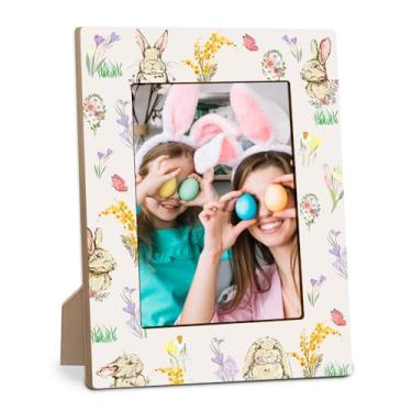 Imagem de Porta-retrato Happy Easter para presente, coelhinhos e flores, molduras de mesa para fotos verticais de 10 x 15 cm, presente de dia de Páscoa para amigos, adultos e crianças, decorações de Páscoa para