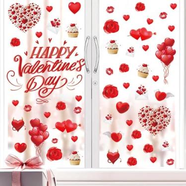 Imagem de Adesivos de janela de dia dos namorados com design de cupcake rosa adesivos de janela de inverno dupla face reutilizáveis adesivos de janela de feriado para decoração de porta de vidro de festa de