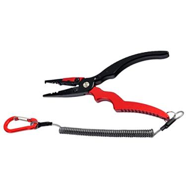 Imagem de LUYILA Alicate de pesca, ferramentas de pesca resistentes à água salgada, alicate de pesca de alumínio com bainha e cordão, removedor de anzol para pescadores pesca ao ar livre (cor: vermelho)