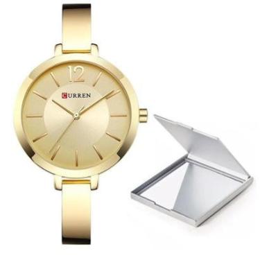 Imagem de Relógio Feminino Dourado Curren Analógico + Espelho Fashion-Feminino