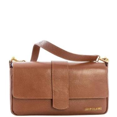 Imagem de Bolsa Baguete em Couro Legítimo Caramelo com Alças Removíveis Leopoldine-Feminino