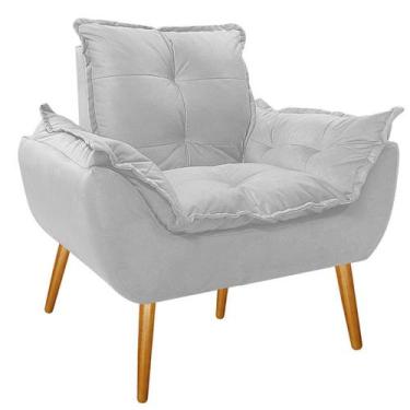 Imagem de Poltrona Opala Palito Mel Suede Branco - Doce Sonho Móveis