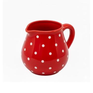 Imagem de Leiteira Cerâmica 600ml (VERMELHA COM BOLINHA BRANCA)