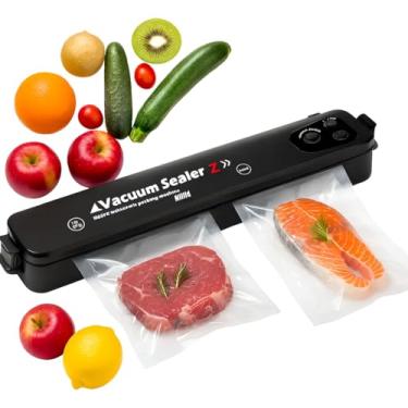 Imagem de Seladora de Embalagem a Vácuo Doméstica Bivolt com Rolo Bobina de Saco Plástico 5m x 25cm – Máquina de Embalar e Conservar Carnes, Peixes, Frutas e Legumes - Ideal para Cozinha