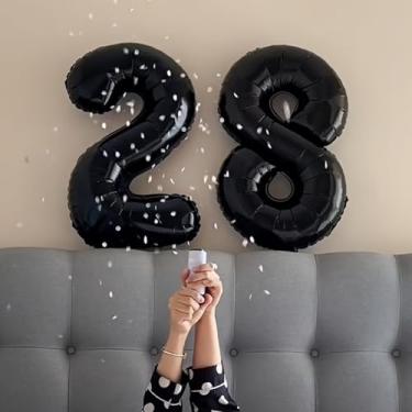 Imagem de 1 x 81,3 cm Balão gigante de folha de alumínio preto para pairar - aniversário, casamento, formatura, comemorações de aniversário, preto, 6