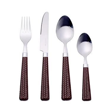 Imagem de Faqueiro Wicker em aco inox 24 pecas com cabo plastico cor marrom escuro-Marrom escuro - Dynasty- Full Fit