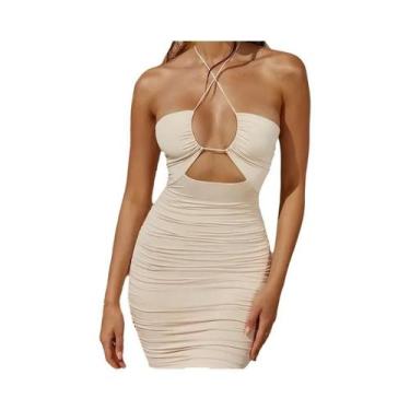 Imagem de Europeu e americano feminino 2024 verão novo vestido halter moda sexy 