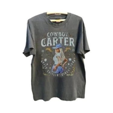 Imagem de Camiseta Retro De Algodão Preta De Manga Curta Beyoncé Cowboy Carter T