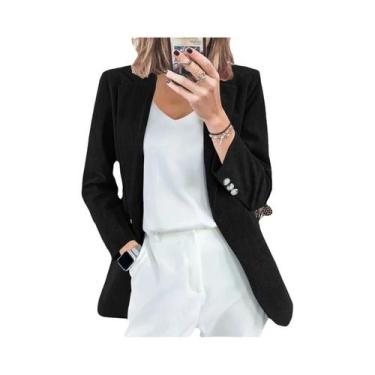 Imagem de Cardigã Feminino Slim Fit Em Veludo Cotelê De Cor Sólida, Jaqueta Casu