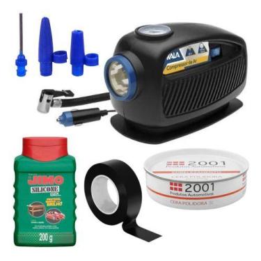 Imagem de Compressor 12v Com Lanterna Ligar No Carro Encher Pneu Bolas - Kala, P