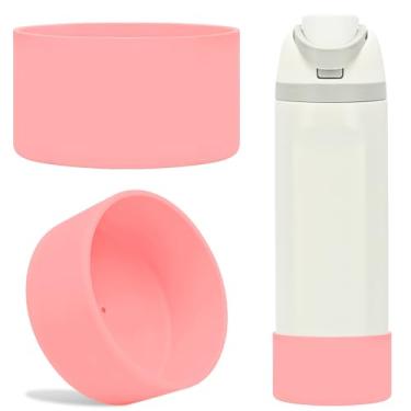 Imagem de TQONEP 2 peças de bota de silicone para garrafa de água Owala 680 g 947 ml, capa protetora antiderrapante para garrafa de água de aço inoxidável Flip/Twist/FreeSip (rosa, 680 g)