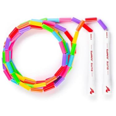 Imagem de Corda de pular para exercícios infantis com contas – Corda de pular segmentada para crianças – Contas duráveis e inquebráveis – Leve e livre de emaranhados – Corda de pular infantil ajustável para