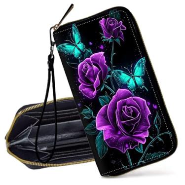 Imagem de Carteira feminina, carteira de pulso de grande capacidade com bloqueio de RFID, porta-cartão de crédito de couro PU fino, Starry Night Cat-1455