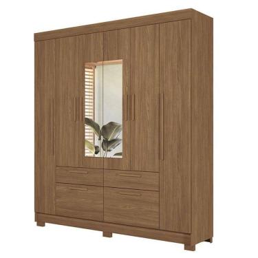 Imagem de Guarda Roupa Casal 6 Portas Guarapuava Com Espelho Jatobá - Santos Andirá