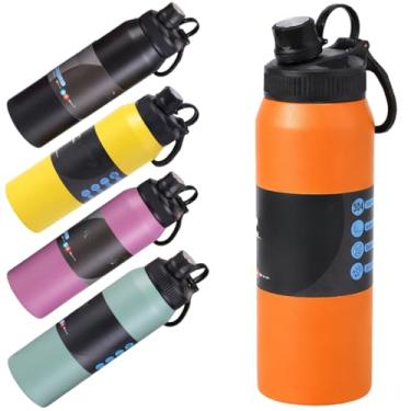 Imagem de Garrafa Térmica Água 800ml Aço Inox Parede Dupla a Vácuo Tampa Esportiva Antivazamento com Alça Acabamento Fosco Academia Escola Dia a Dia (Coral)