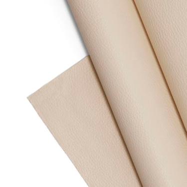 Imagem de Tecido de couro sintético texturizado, folhas de vinil de grão de seixo liso, material em relevo, estofamento, vestuário da moda, automotivo, faça você mesmo e artesanato - 30,5 cm x 137,2 cm (marfim)