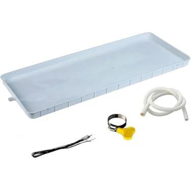 Imagem de Bandeja de drenagem de ar condicionado, bandeja de gotejamento de plástico para unidades internas/externas, coletor de água AC de janela com mangueira de 4 m, solução eficiente de drenagem de