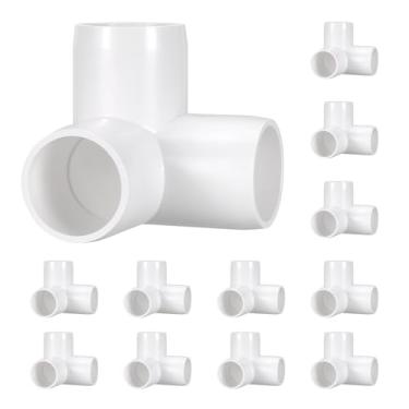 Imagem de Kozelo Pacote com 12 encaixes de tubulação de cotovelo de PVC SCH40 de 2,5 cm, encaixe em T de saída lateral de canto de cotovelo de PVC de 3 vias, conectores de tubo de grau de móveis para projeto