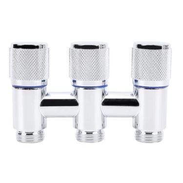 Imagem de Divisor de torneira 1 em 3 saídas, divisor de água de 3 vias de aço inoxidável com rosca macho G1/2 para banheiro, banheiro, varanda, pia de cozinha (cor galvanizada)