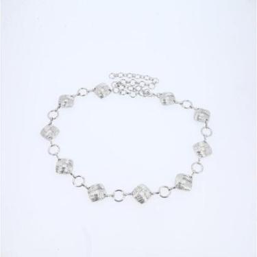 Imagem de Cinto Feminino Corrente Metal Dourado Detalhes Geométricos-Feminino