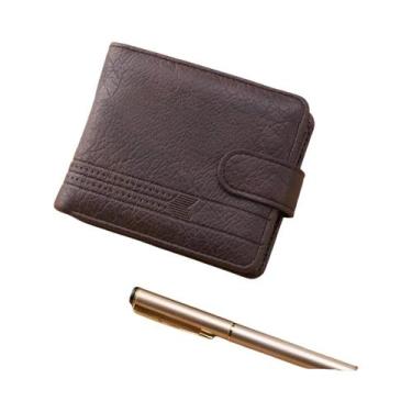 Imagem de Carteira Masculina Slim De Couro Com Zíper, Porta Cartões Múltiplos, B