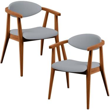 Imagem de Kit 02 Poltronas Decorativas Para Sala De Estar Jantar Cecília B04 Facto Cinza - Lyam Decor