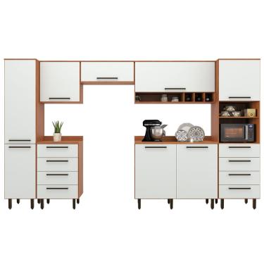 Imagem de Armário De Cozinha Completa 8 Portas 8 Gavetas Grécia Madeirado/Off White