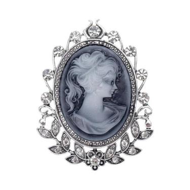 Imagem de Broche De Cabeça Feminino Com Strass E Personagem, Alfinete De Lapela 