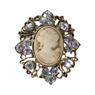 Imagem de Broche De Cabeça Feminino Com Strass E Personagem, Alfinete De Lapela 