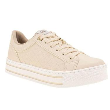 Imagem de Tênis Feminino Via Marte Flatform Plataforma Conforto 010-013 Bege, 36