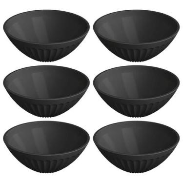 Imagem de Jogo 6 Tigelas Bowl Plástico 400ml Preto 14x6cm Cumbuca Servir Sobreme