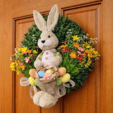 Imagem de Guirlanda De Páscoa Decoração Cesta Ovos Coelho Arranjo 40cm - Gici Im
