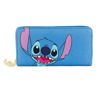 Imagem de Carteira Retangular Azul Claro Stitch 10x20cm - Disney-Feminino