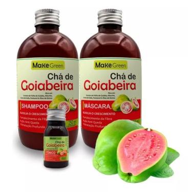 Imagem de Kit Chá de Goiabeira Shampoo 500g -Máscara 500ml-Tônico 30ml - MAKE GR