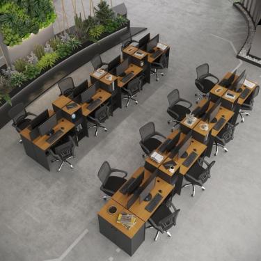 Imagem de Estação De Trabalho 16 Lugares Office Tech 16 Mesas 12 Armár - Preto E Cedro Preto E Cedro
