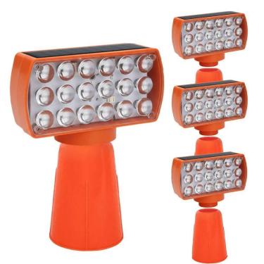 Imagem de Sinalizador Solar Viario Kit 4 Duas Cores Seguranca Noturna Cone Alerta Obra Avenida Rodovia Alerta Estrada Transito