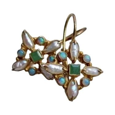 Imagem de Brincos Pendentes Em Forma De Gota De Água Prateados Com Pedra Natural