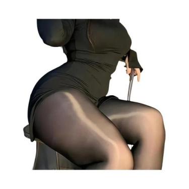 Imagem de Meias-calças Femininas De Óleo De Cavalo, Tamanho Grande, Transparente